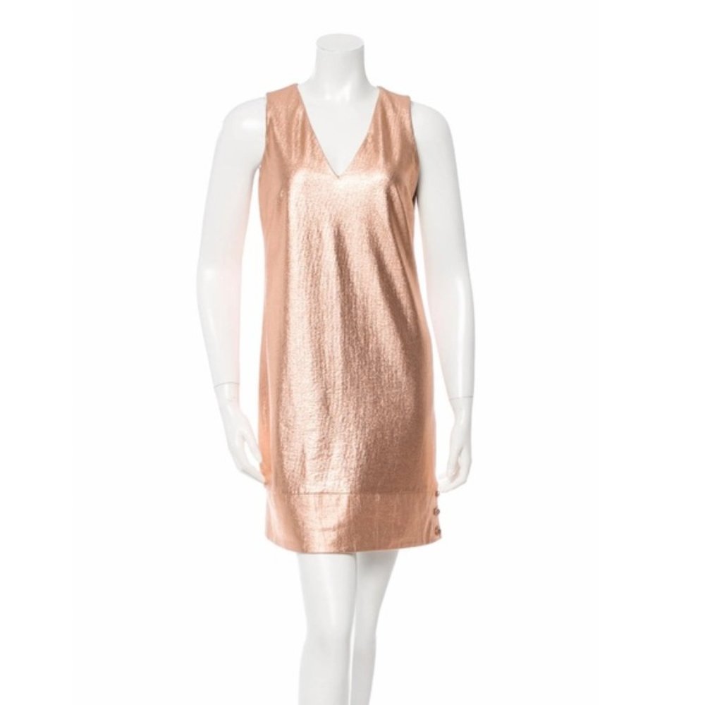 MISHA NONOO Rose Gold Sleeveless Metalic Dress